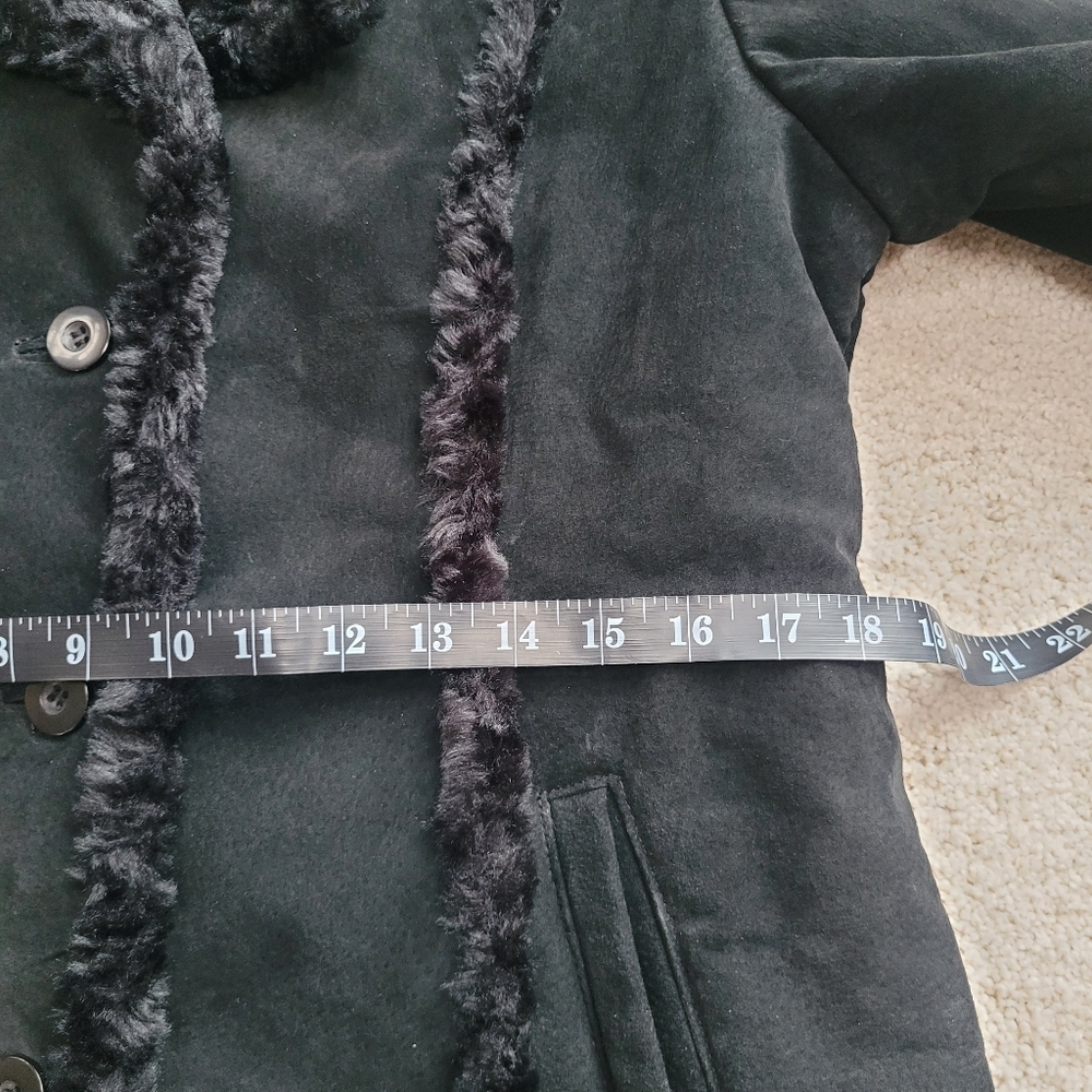 VTG Y2K Wilsons Leather Maxima Suede Leather Black Jacket Faux Shearling Sz L - Picture 9 of 11